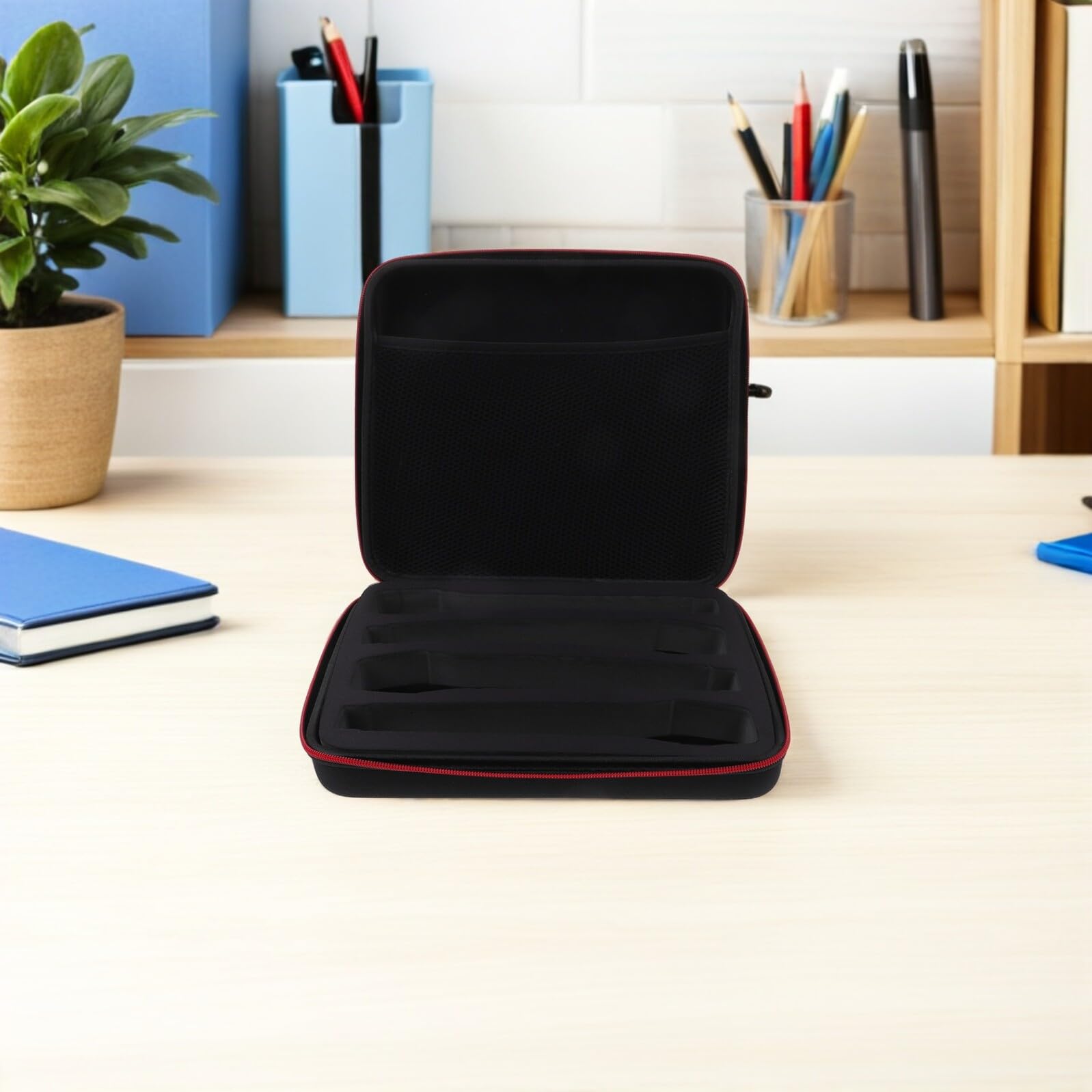 VANZACK Estuche Rígido para Micrófonos Inalámbricos 2 Unidades Tamaño 29X26X7 CM Material EVA Resistente a Impactos Bolsa de Viaje para 4 Micrófonos de Mano Adecuado para Uso en