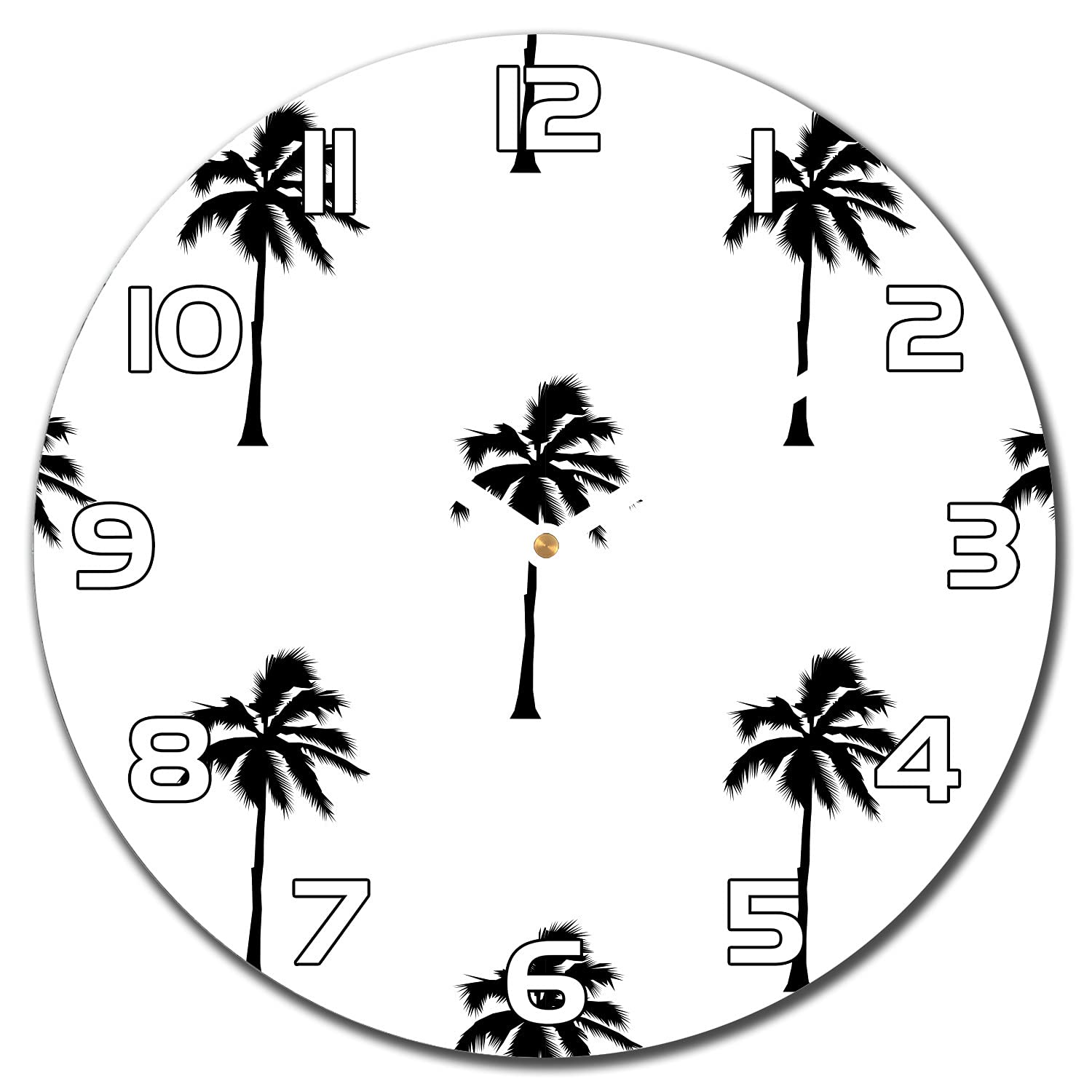 Horloge en verre 30 cm Californie Love Palm avec aiguilles blanches de salon