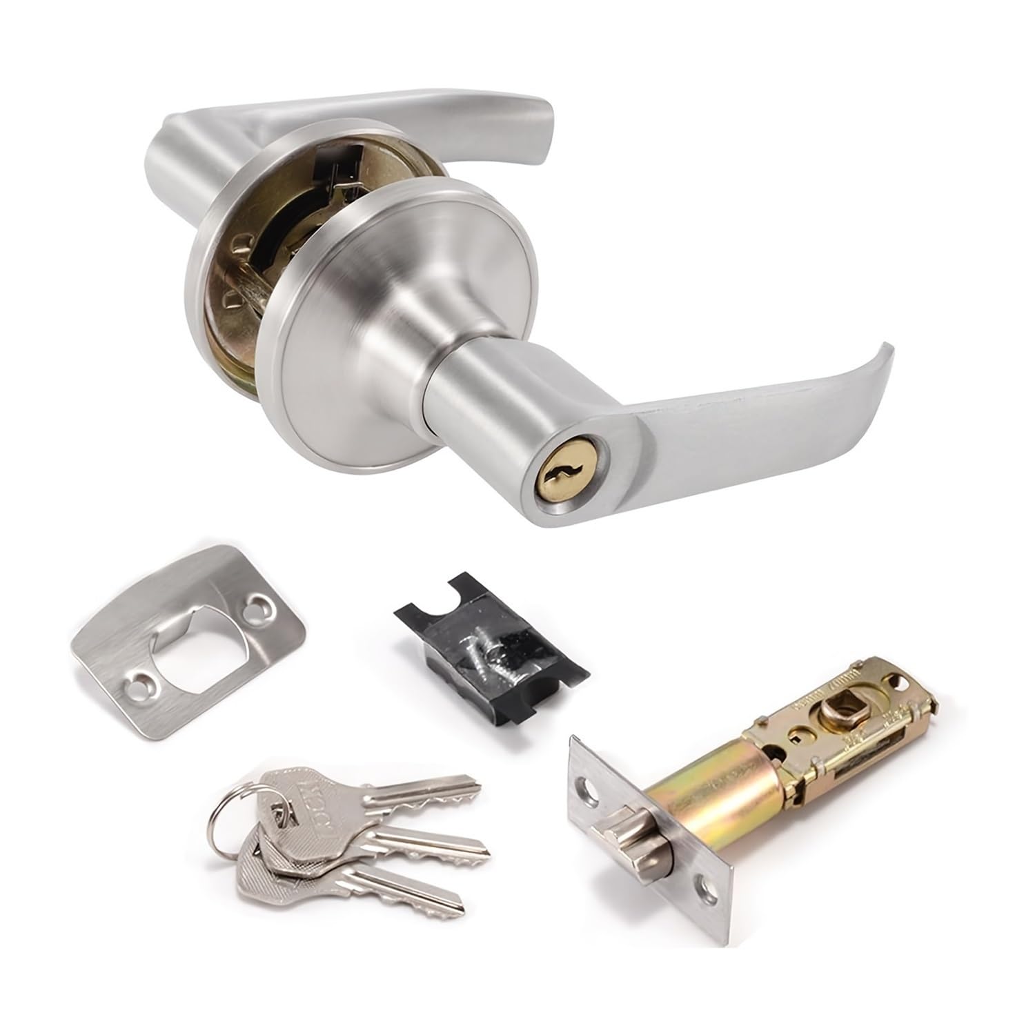Palut Door Handle Lock Set with Keys, Privacy Handle for Bedroom Bathroom Home Entrance Doors
