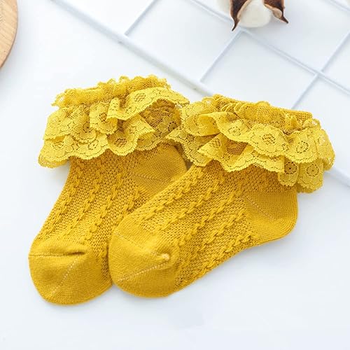 Miniatura 3 de QandSweet Calcetines tobilleros con ojales y flores para bebés y niñas recién nacidas