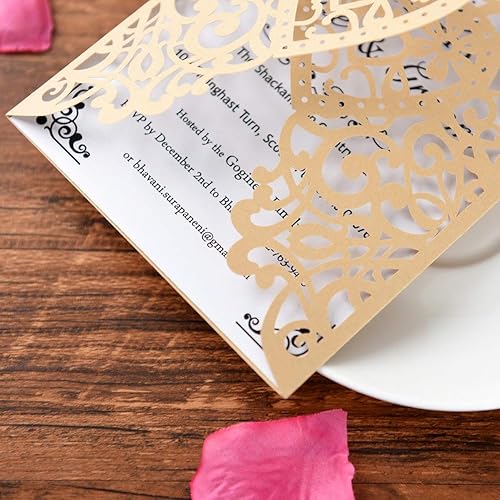 Vista 30 de FOMTOR Kit de invitaciones de boda cortadas con láser, 50 paquetes de invitaciones de boda cortadas con láser con papel imprimible en blanco