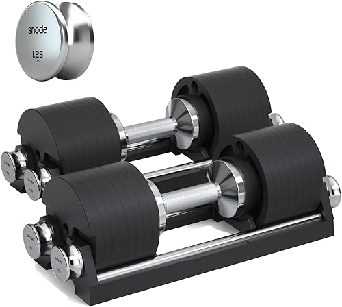 SNODE AD80 Drop Proof 80 lbs Adjustable Dumbbell Set -Adjustable Weights with Cast Iron Plates and Cradle, Knurled Handle, Fast Adjust, Compact Home