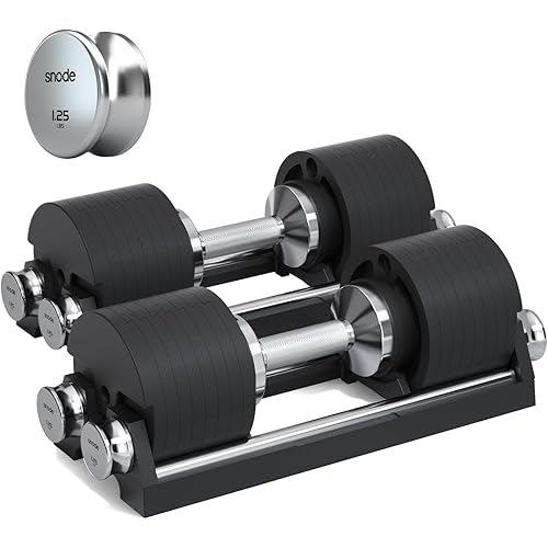 SNODE AD80 Drop Proof 80 lbs Adjustable Dumbbell Set -Adjustable Weights with Cast Iron Plates and Cradle, Knurled Handle, Fast Adjust, Compact Home Gym Equipment for Bench & Press
