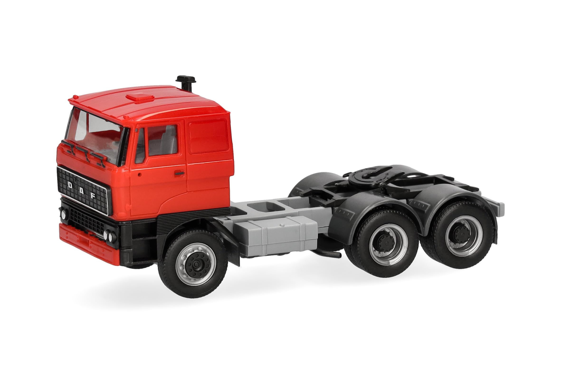 Herpa truck model DAF 2800 rigid tractor 3axles, red, on a scale of 1:87, plastic miniature, made in Germany, model building, collectors edition
