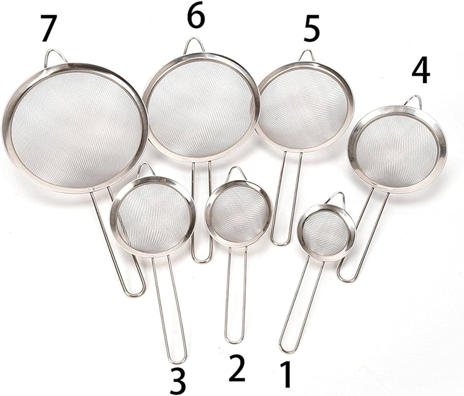 Passoire de Cuisine Collantes Créples D'aliments Farine De Farine Tamis-Tamis Colanders DIY Outils De Cuisine en Acier Inoxydable Fine Mesh Huile Essue 7 Size Pâtes(16cm)