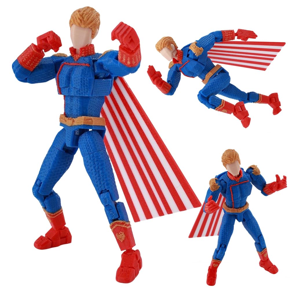Zhongkaihua Homelander Figure Homelander Action Figure 14CM 3D Printed Articulated with Interchangeable Hands and Effects Collectible Desk Decoration Ornament