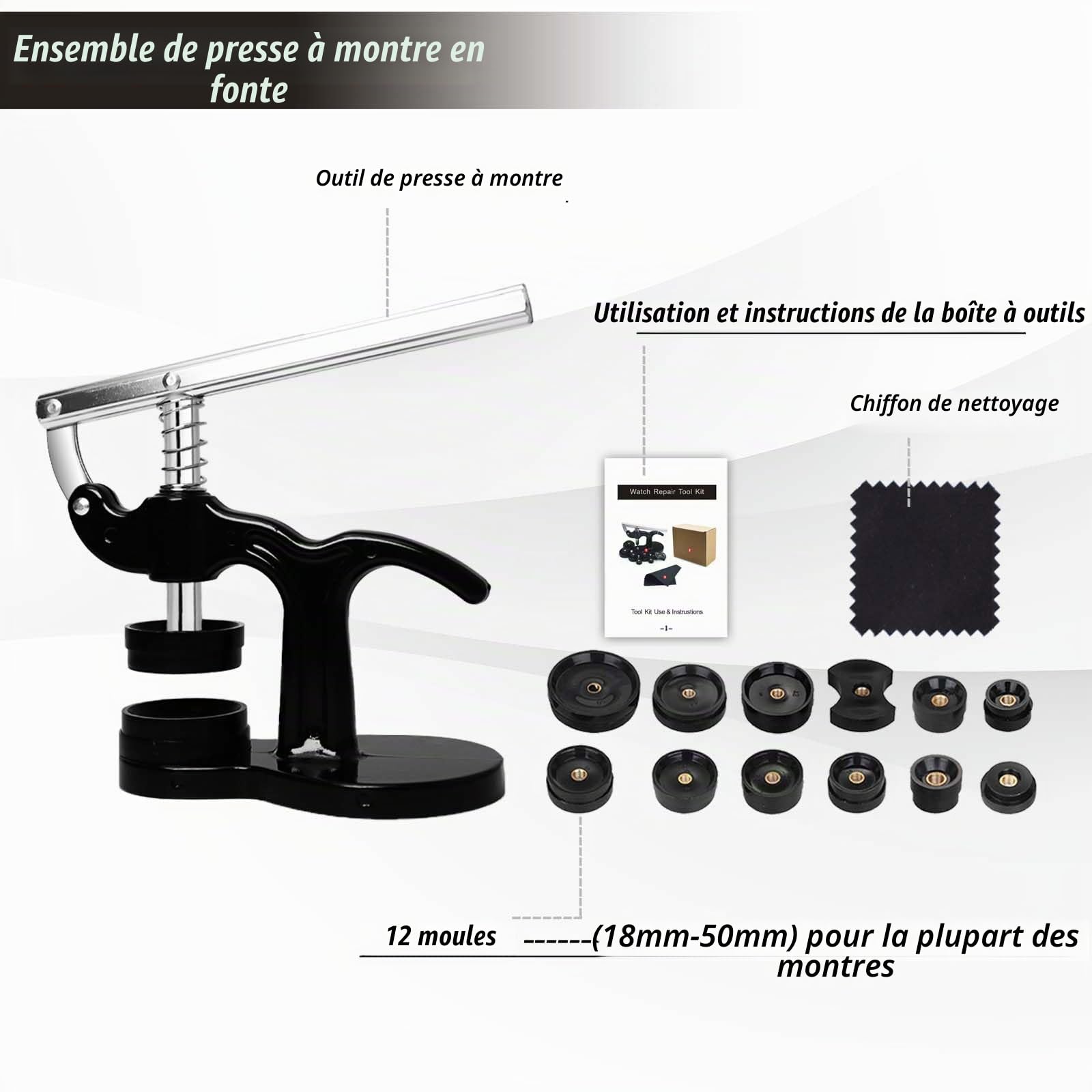 Kit Réparation Montres, GLDCAPA Kit de Remplacement des Piles de Montres Professionnelles Avec étui de Transport, Kit d'outils Pour Retirer les Maillons de la Montre, Set de Presse Pour la Montre
