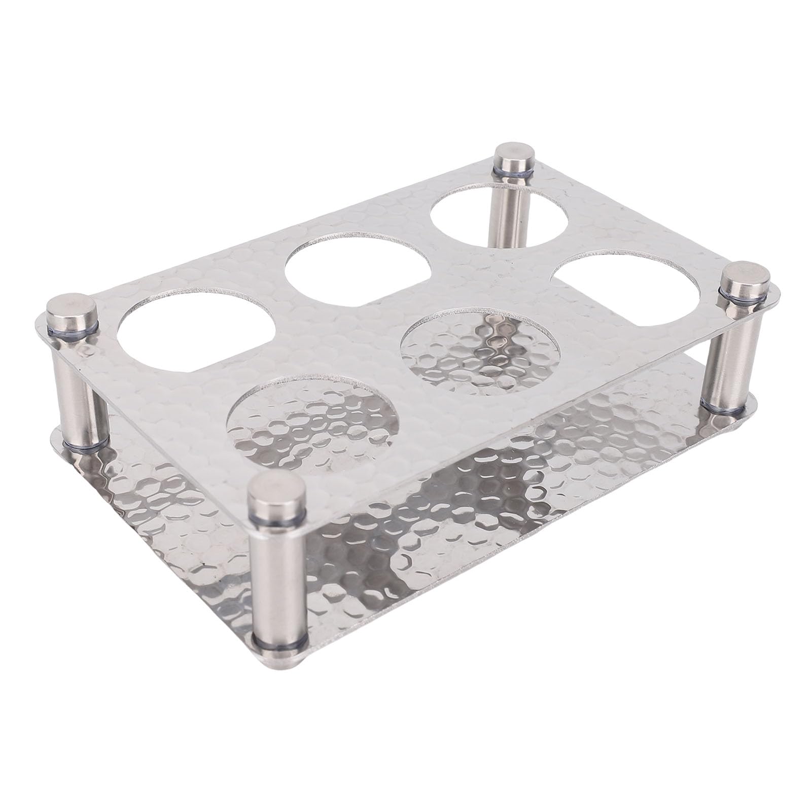 Bandeja de Soporte de Vidrio de Acero Inoxidable de 6 Orificios, Bandeja Duradera para Servir Tazas para Bar, Cocina, Fiesta y Club (Plata 2x3=6 Agujeros (Apertura de 3,8 cm/1,5)