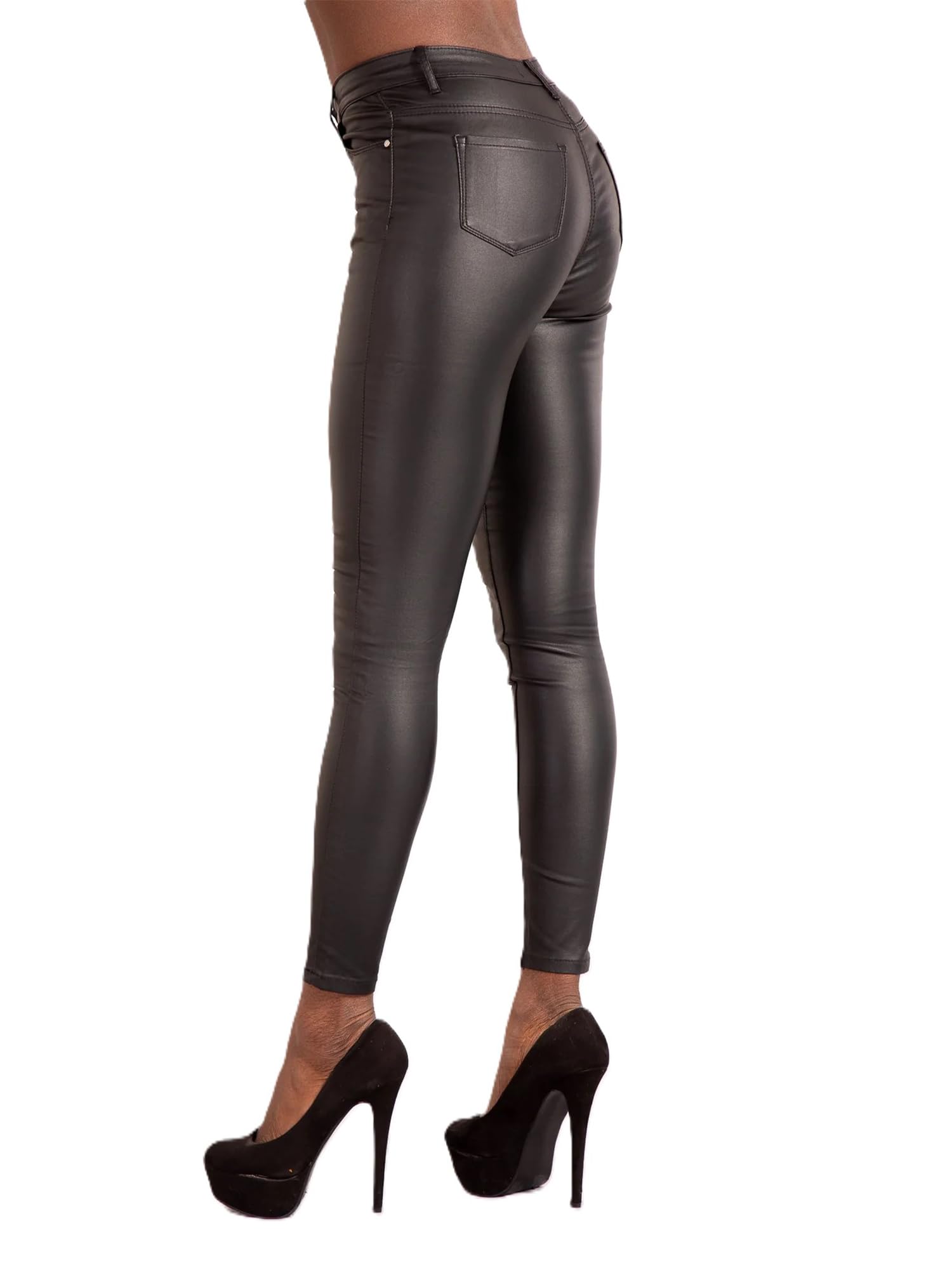 Glook Vita Alta Pelle Leggings per Donna Sexy Ecopelle Pantaloni