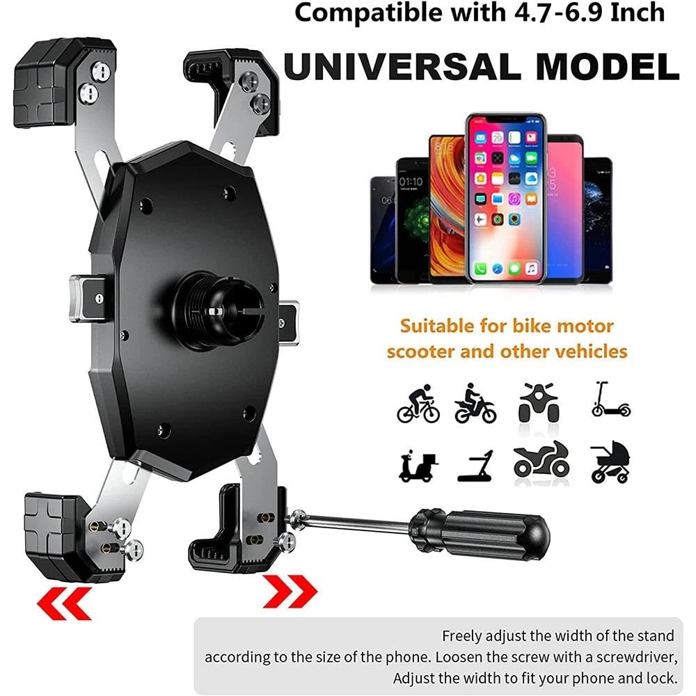 Motorrad Handyhalterung Qi 15W Kabelloses Laden USB-C 20W Schnellladung Einhandbedienung Wasserdicht Für Motorradlenker(M11A Wireless QC3.0)