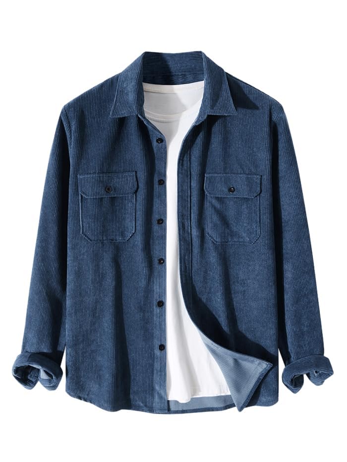 Image of ZAFUL Unisex Plaid Flannel Shirt Jacket Button Down Long Sleeve Pocket Coat Outwear | Mens Fall Clothes Lightweight Long Sleeve Button Down Flap Pocket Jacket Tops for Fall&Winter 2026