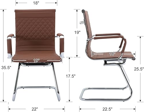 Miniatura 3 de Sillas de oficina para invitados, sillas de recepción, sillas de sala de espera, juego de 2 sillas de sala de conferencias con respaldo medio,