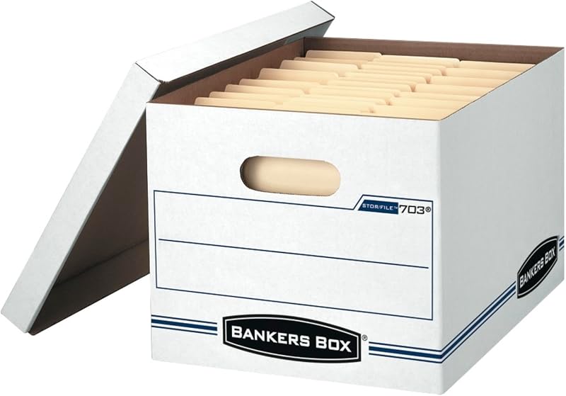 Bankers Box Paquete de 6 cajas de almacenamiento de archivos de uso básico con tapas, carta/legal, STOR/FILE, (57036-04)
