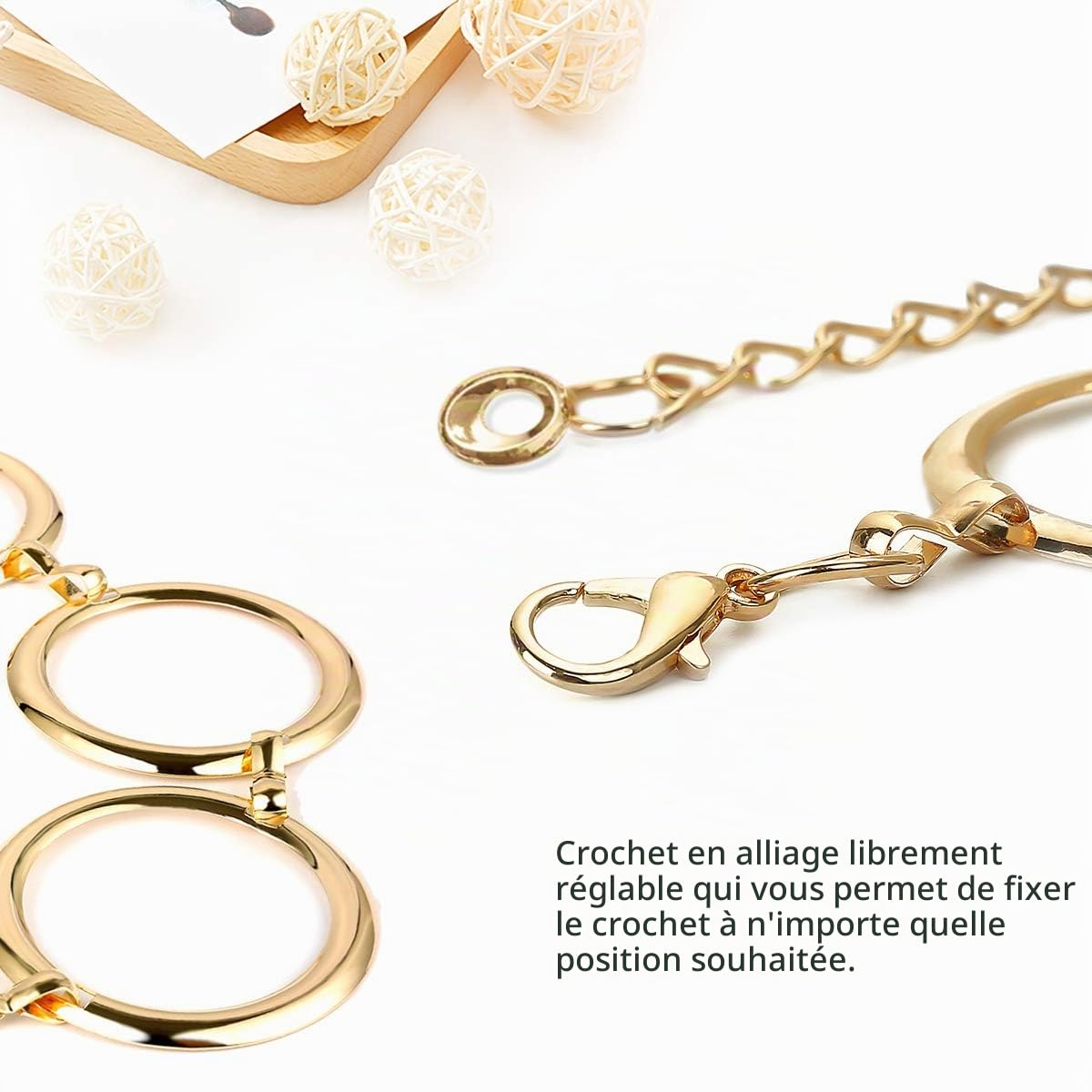 LumiSyne Mode Ceinture Chaîne Pour Femmes Anneau En Métal Chaîne De Taille Or Argenté Réglable Boucle Chaîne De Corps Robe Jeans Chaîne Pour Fête Mariage Quotidienne