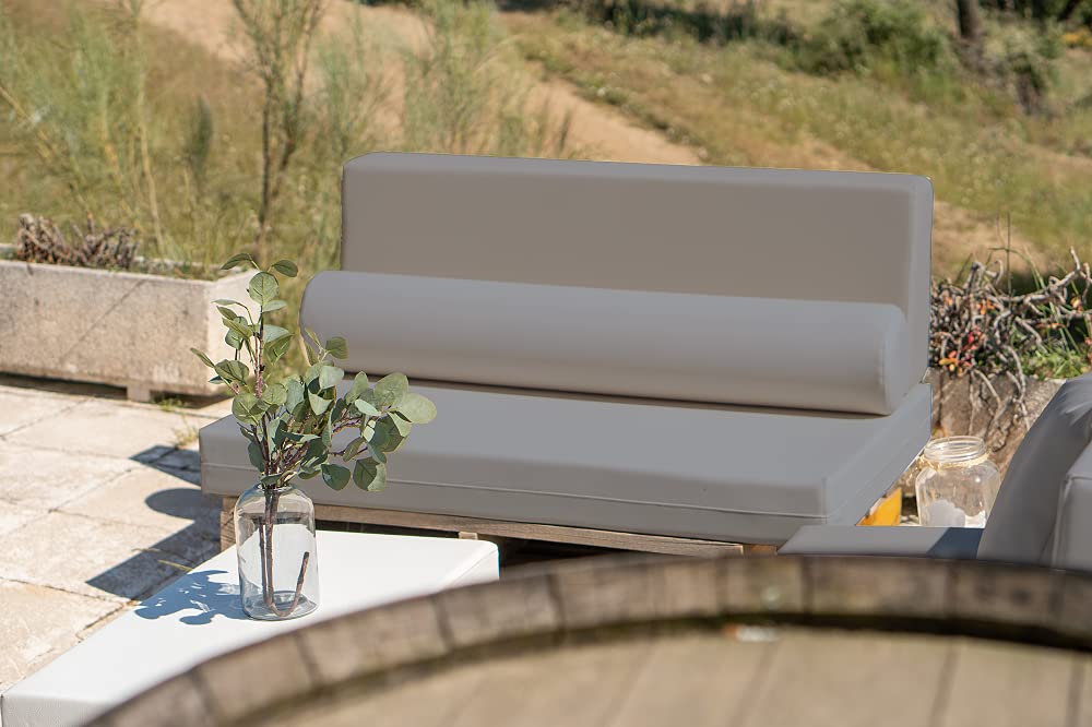 Asiento de Espuma para Sofá Palet - Microfibra Color Gris - Densidad es D25 Media-semidura - (Dimensiones 120x80x10 cms) - Ideales para Interior y Exterior, Chill out, terrazas, Piscinas.