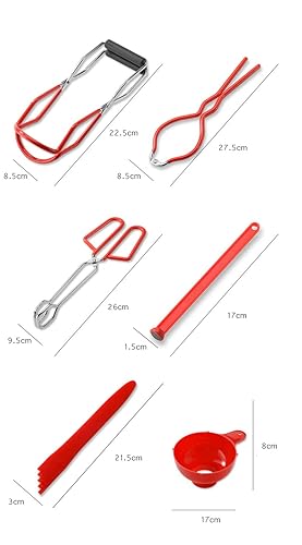 Miniatura 3 de Zoofen Kit de enlatado de 6 piezas de suministros para conservas para el hogar, incluye embudo para boca ancha, elevador de tarros, llave para