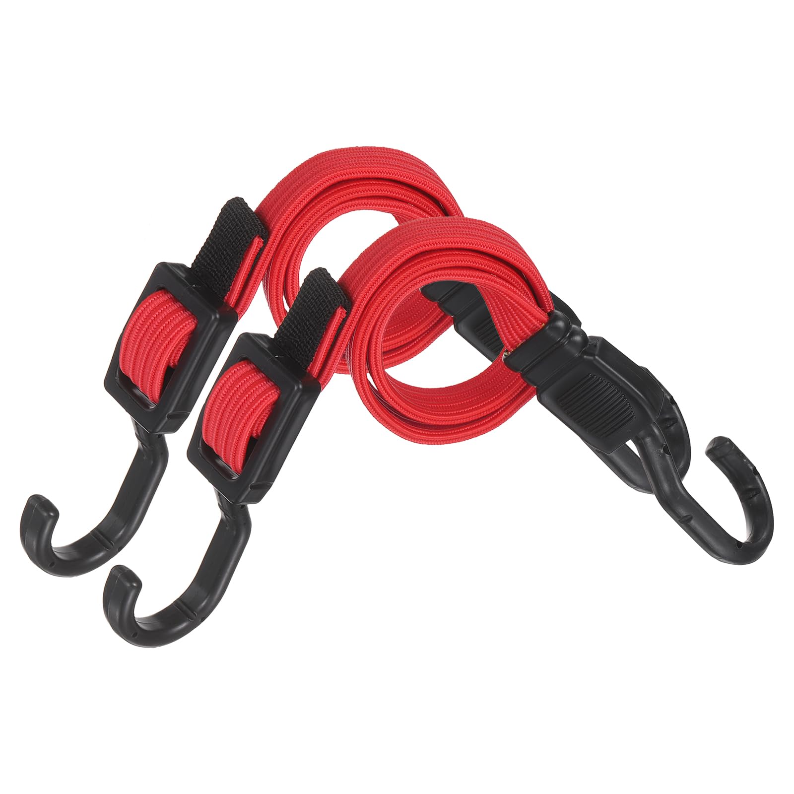 PATIKIL 60cm Adjustable Bungee Cords with Hook, 2Pcs Heavy Duty Outdoor Elastic Bungee Strap for Securing Luggage Moving Cargo, Red