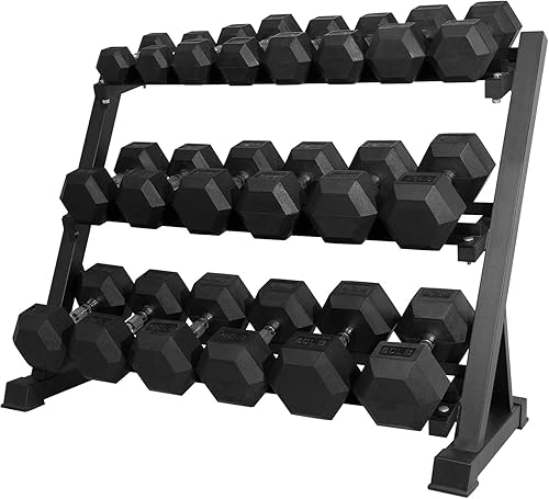 Miniatura 33 de RitFit 5-780LBS Rubber Coated Hex Dumbbell Weight Set with Rack for Home Gym, Strength Training, Workouts