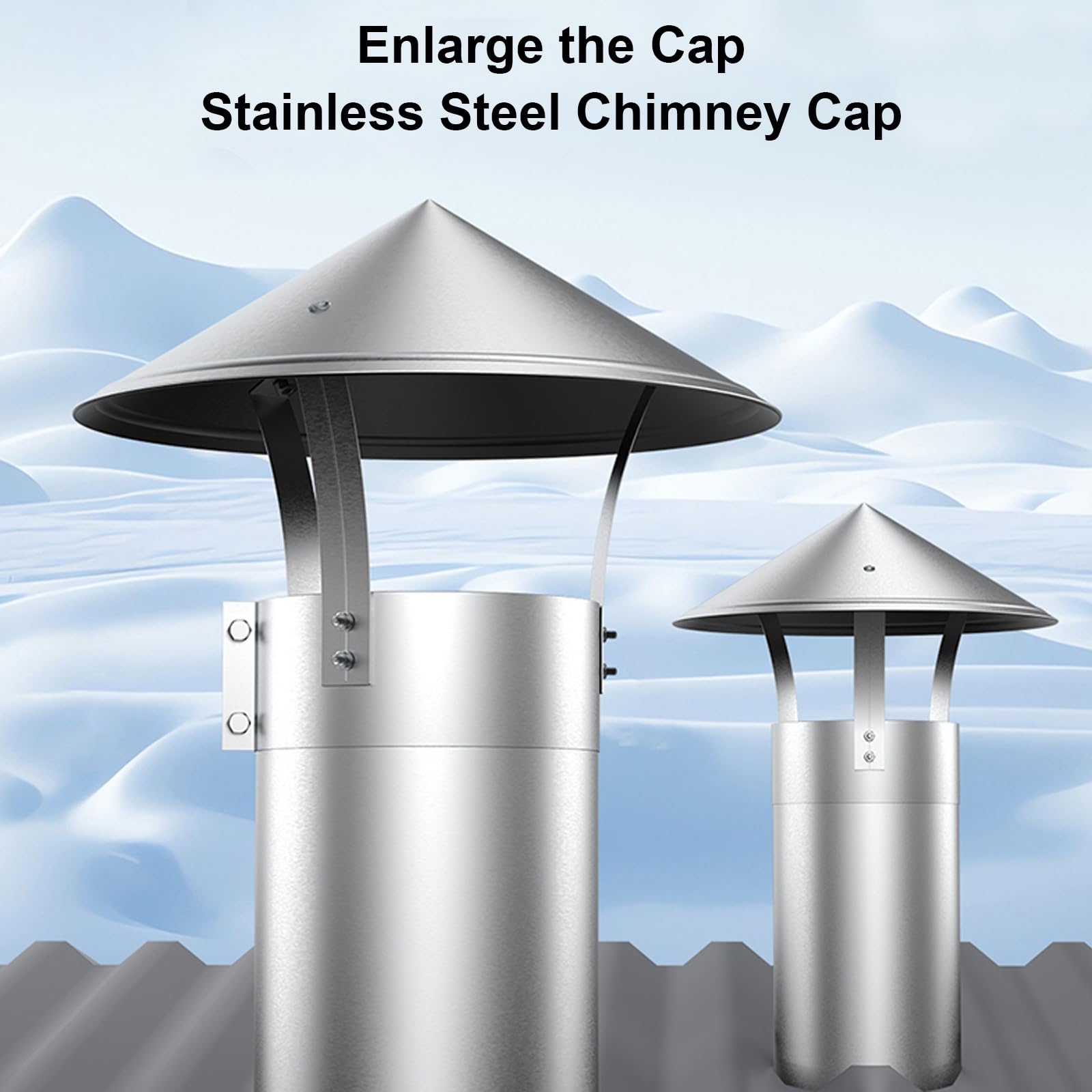 Cappello canna fumaria Acciaio inossidabile cappello terminale antivento, comignolo antivento antipioggia circolare, Fissaggio a doppia vite, per condotti di stufe e caminetti(230mm)