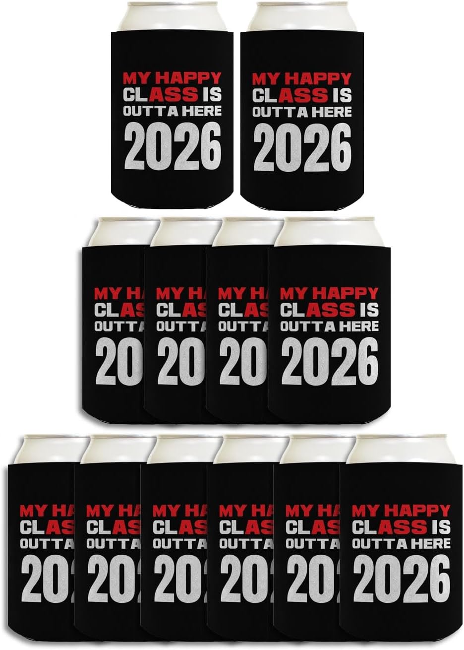 Graduation Gift Graduation Party Favors for Guests Happy Class Outta Here 2026 Graduation Party Favor 12-Pack Can Coolers Coolies