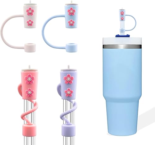 4 tapas de popote de 0.374 in para vasos Stanley de 40 onzas, 30 onzas y 20 onzas, tapas de silicona para copas Stanley Adventure Quencher,