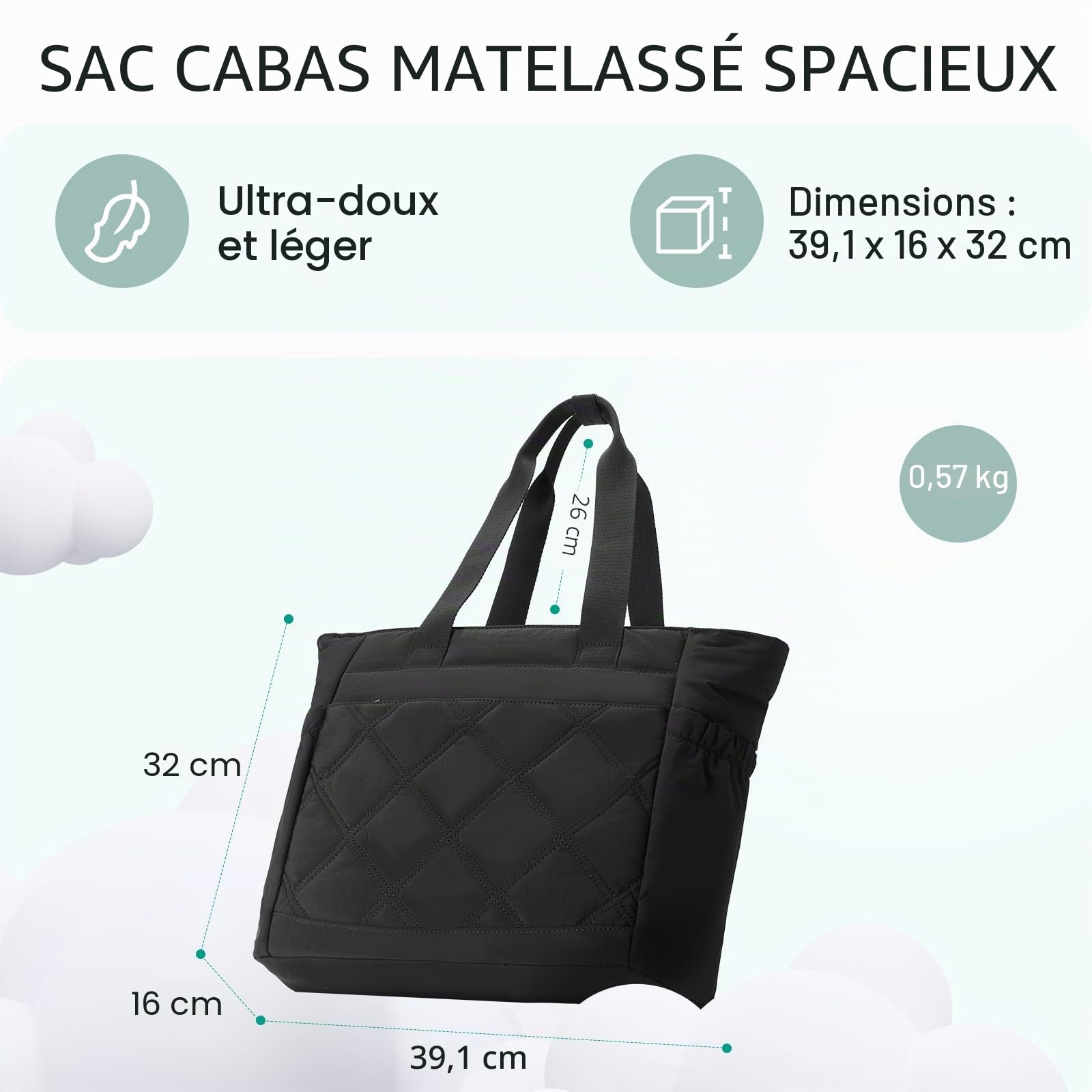 Chase Chic Sac Cabas Femme,Sac a Main Grande Capacité Sac Ordinateur Portable 15,6 Pouces Sac fourre-tout pour Voyage Travail