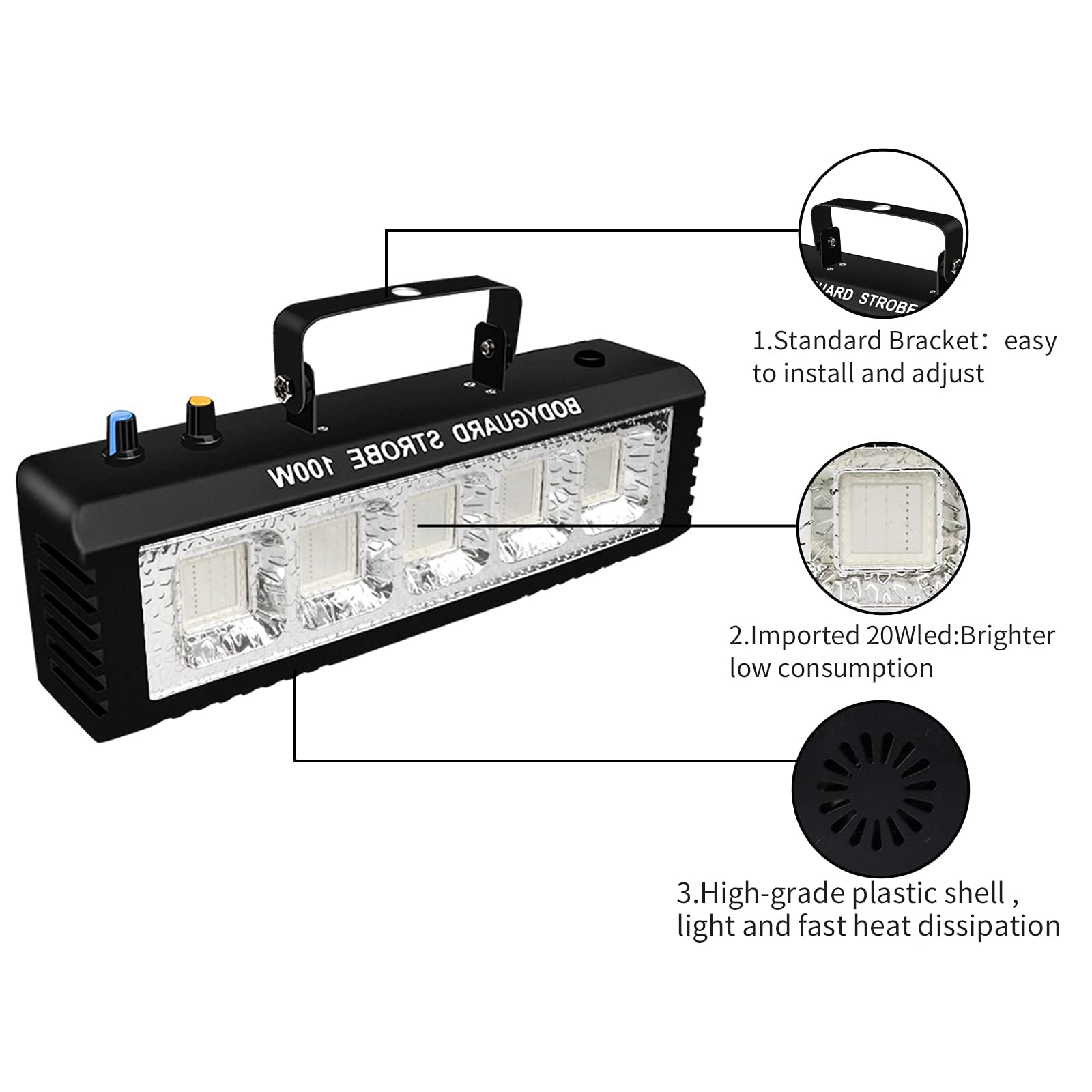 Luces estroboscópicas activadas por sonido, luz estroboscópica led 100 W, efecto de luz de Halloween con control remoto, luz profesional de DJ - luces de fiesta para banquete anfitrión (blanco, 100 W)