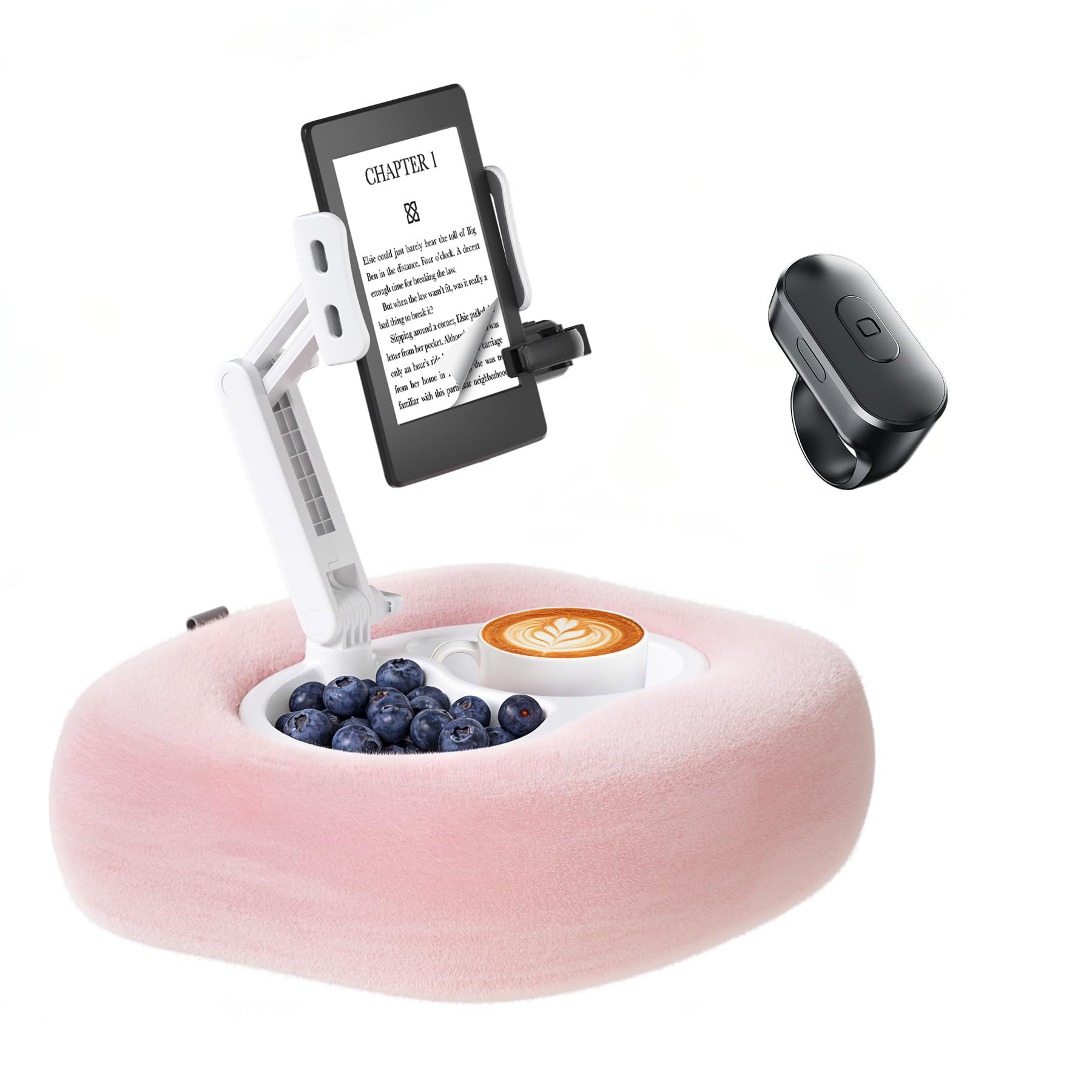 Kefotic Supporto per tablet Kindle lettura a letto con anello per girare pagine remoto, supporto per tablet a mani libere per accessorio ereader, compatibile con iPhone, iPad, Paperwhite