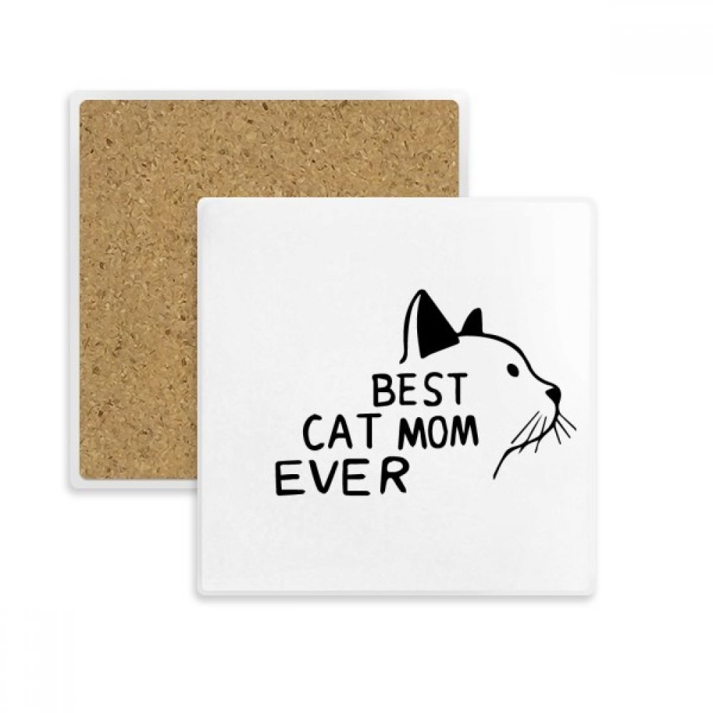 Dessous de verre chat maman en pierre absorbante pour tasse et verre