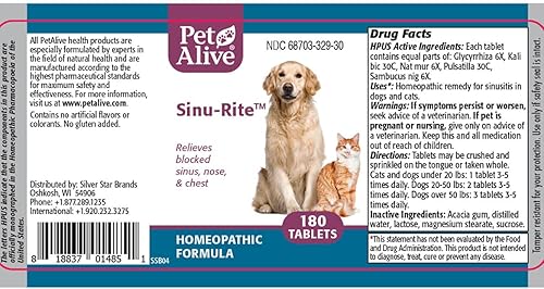 Miniatura 4 de PetAlive - Paquete combinado respiratorio para mascotas – Todos los remedios homeopáticos naturales alivian los síntomas de los senos paranasales