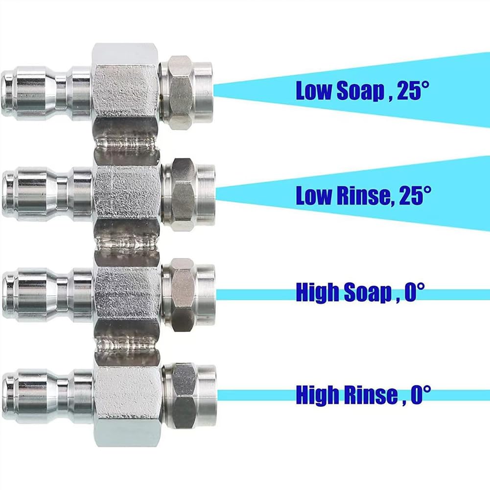Ugello per idropulitrici in acciaio inossidabile, Kit ugelli for idropulitrice a ventola piatta 4 in 1 in acciaio inossidabile Confezione da 2 attacchi rapidi 1/4 pollici(2pcs)