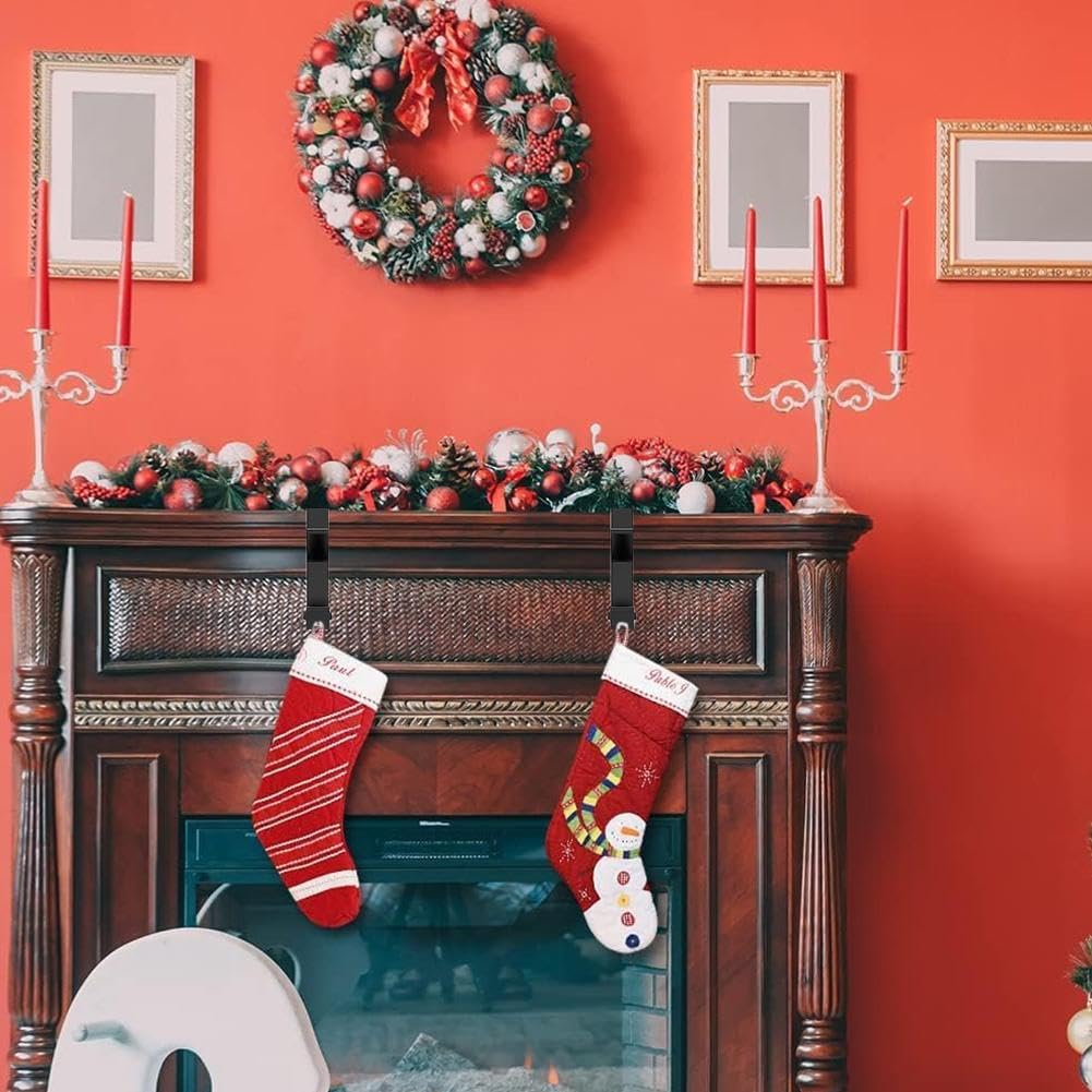 Heigudan 4 Ganci Per Calze Di Natale In Metallo – Antiscivolo, Con Gemme Acriliche Colorate E Fissaggio Girevole, Portata 3,6 Kg, Per Camini E Decorazioni