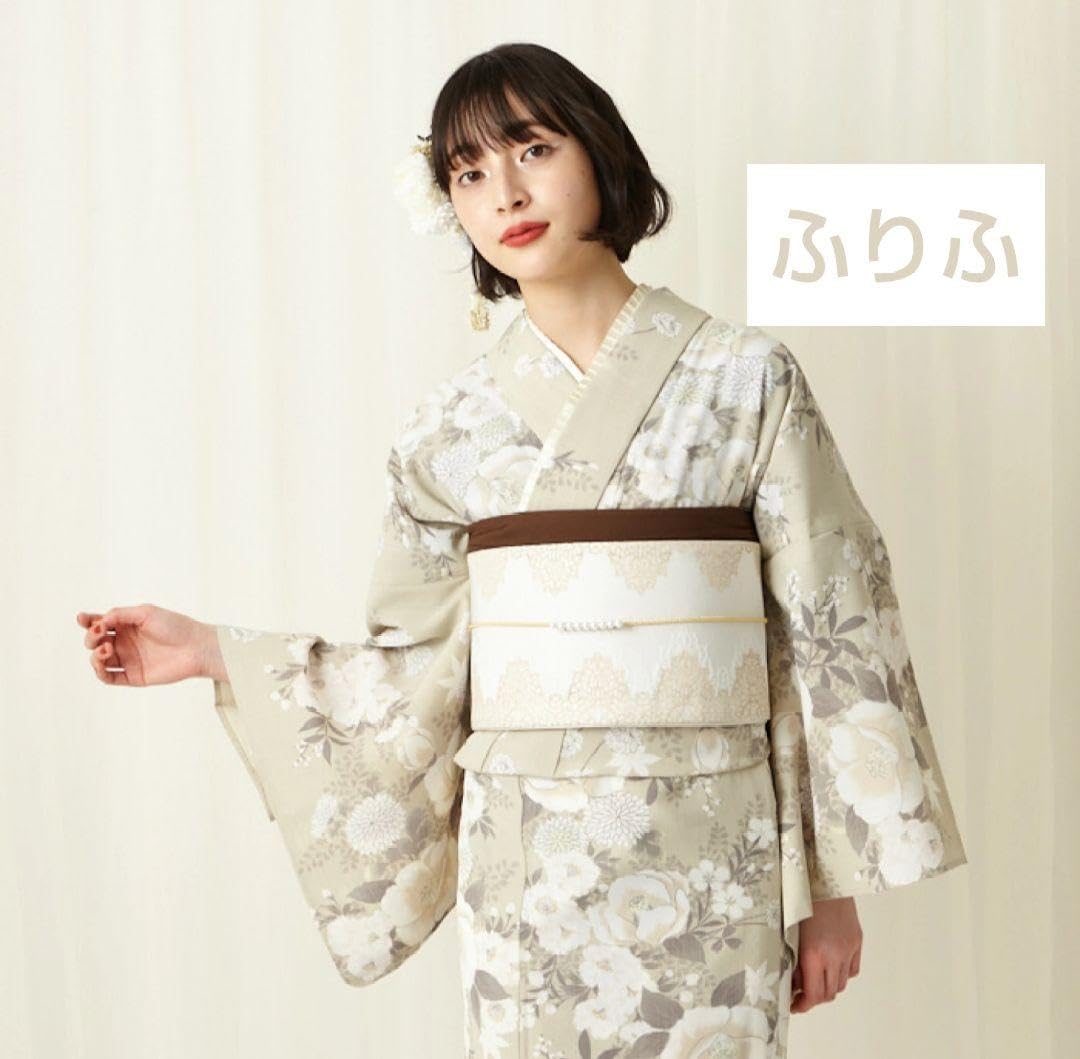 Amazon.co.jp: ふりふ 浴衣 椿うさぎセオアルファ 身丈163.0 裄68.0