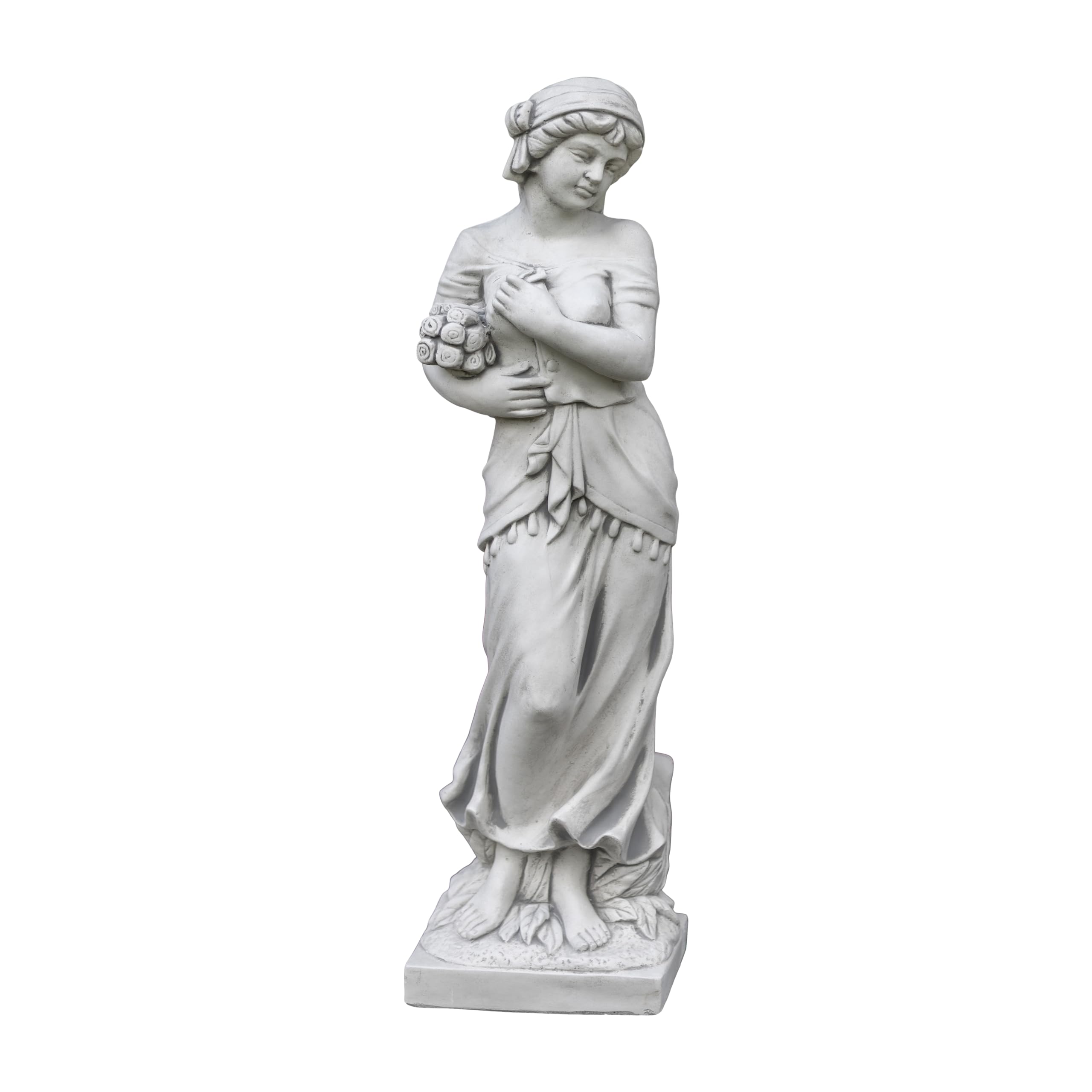 gartendekoparadies.de Statue d'hiver - Sculpture des quatre saisons - Figurine en pierre - Hauteur : 100 cm - 55 kg - Grise - Résistante au gel - Pour l'extérieur