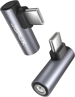 JSAUX 2Pack Right Angle USB C to 3.5mm Audio Adapter, Type USB C to Headphone Jack Dongle Aux Adapter Compatible with Samsung Galaxy S23 S23+ S23 Ultra, S22 S21 S20,iPad Pro, MacBook, iPhone15 - Grey