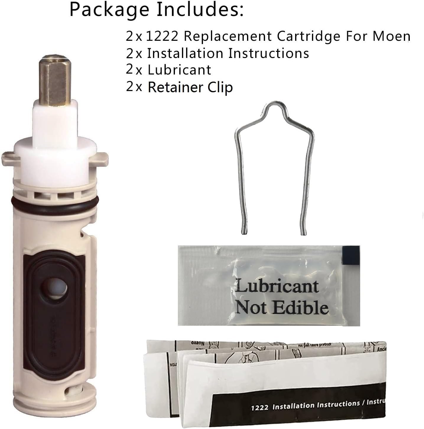 Replacement Cartridge for Moen One-Handle Posi Temp Faucets,Tub Shower Replacement Part Compatible with Moen 1222/1222b Cartridge (2Pcs)
