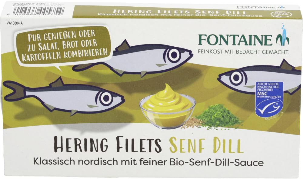 Heringsfilets in Bio-Senf-Dill-Sauce 18 x 200 g