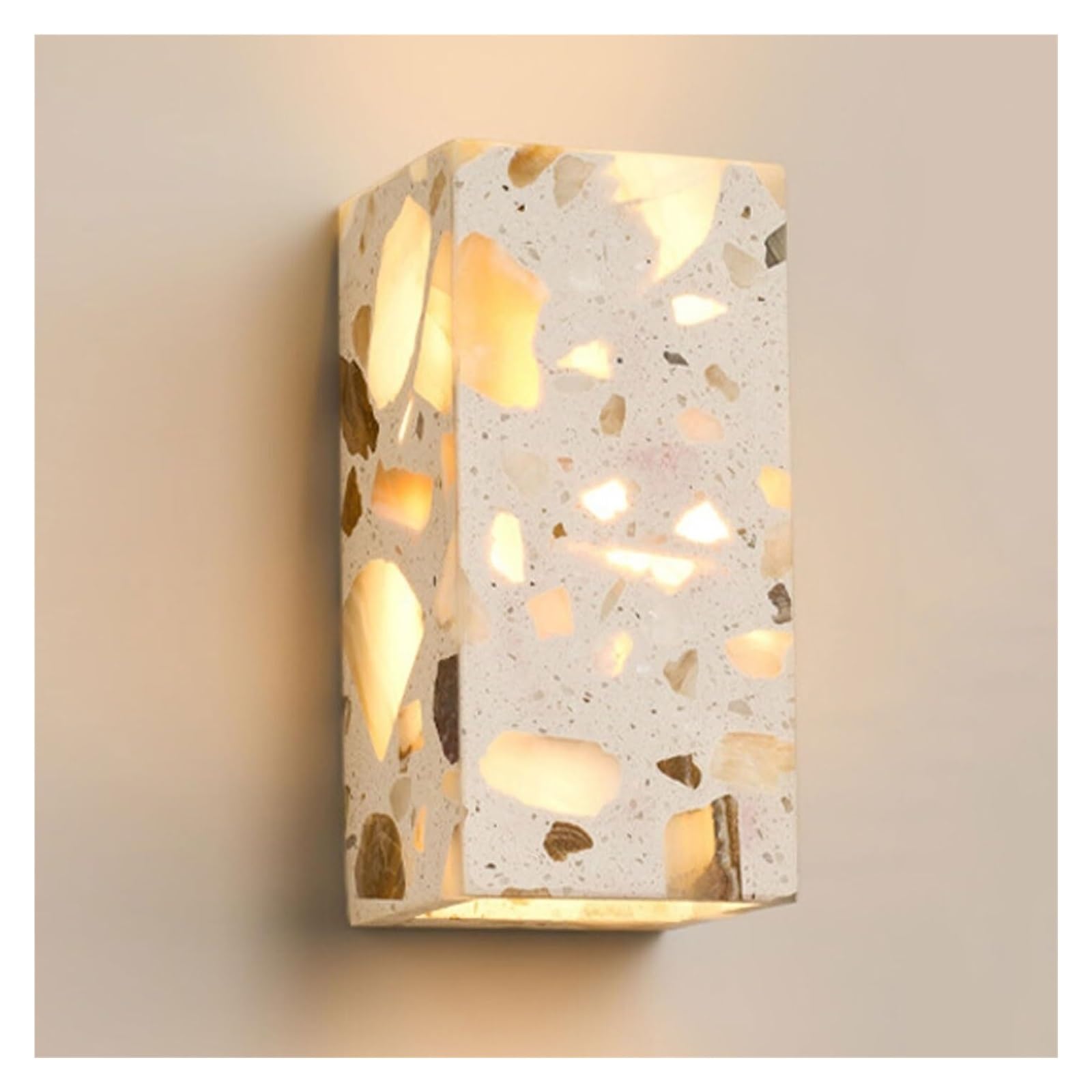 KHUKHU Terrazzo Wall Lamp, LED Wall Light, Handmade Stone Wall Mount Wall Sconces, LED Vanity Light, for Mirror, Bedroom, Hallway(50cm)
