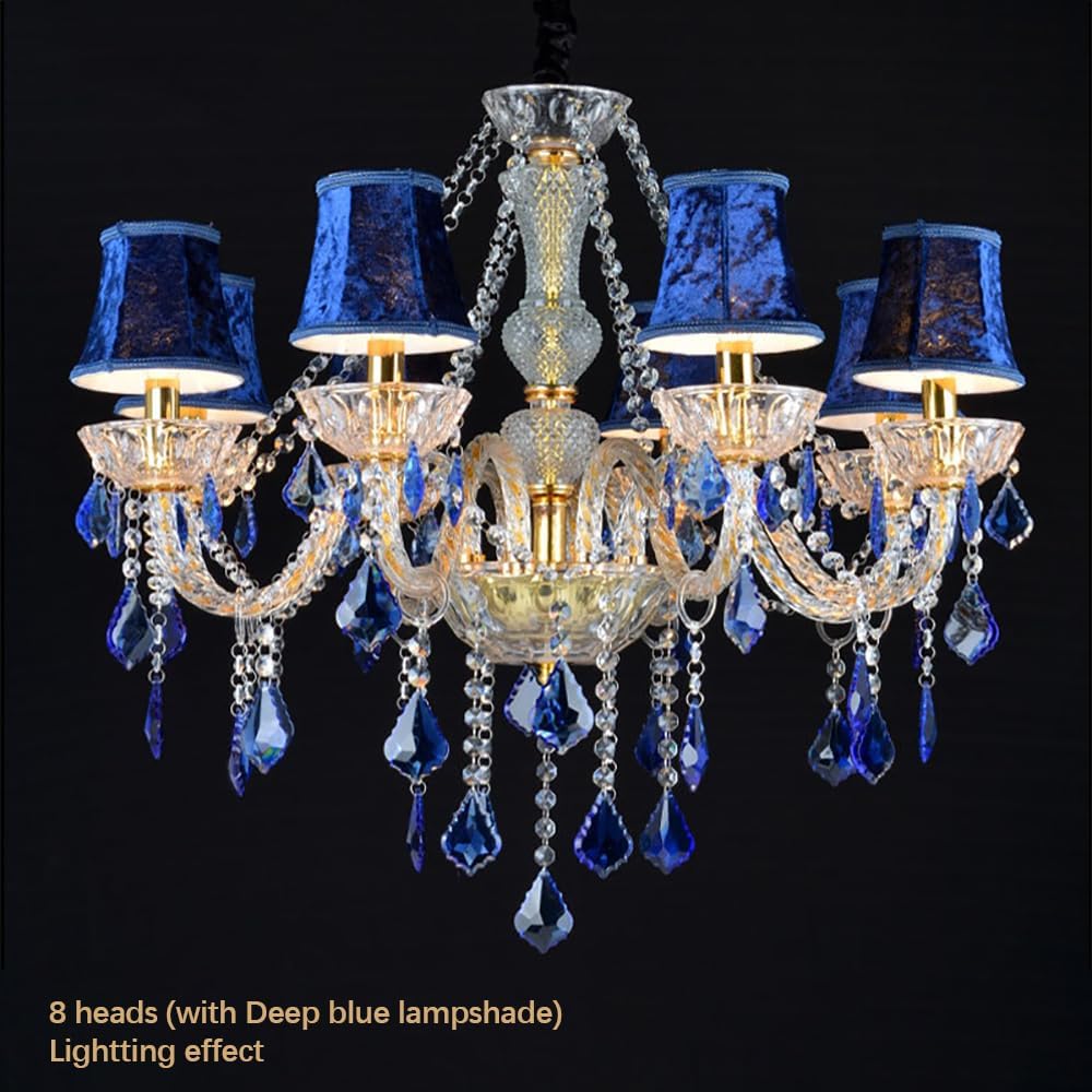 European Crystal Candle Pendent Lamp Red Luxury Living Room Restaurant Bedroom Girl's Room Villa Clothing Store Beauty Salon Cafe Bar KTV Chandelier (G A 8 Lights)