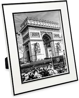 Isaac Jacobs 8x10 White w/Black Double Border Picture Frame
