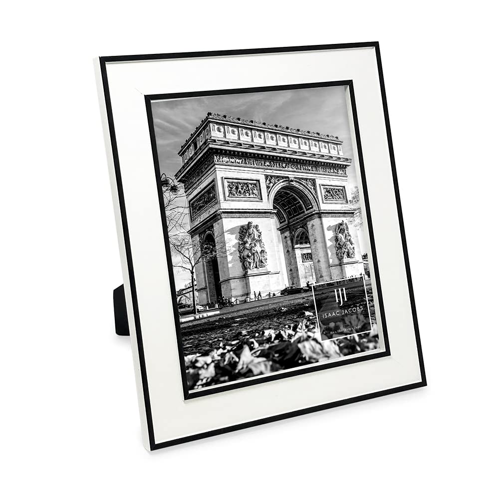 Cadre photo double bordure 20x25 cm blanc et noir pour table