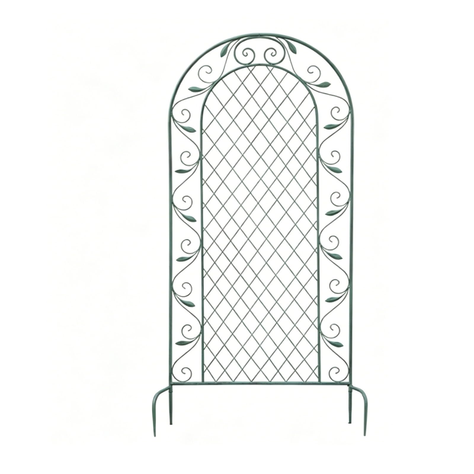 Decoración jardín exterior con enrejado elegante para plantas y macetas