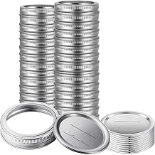 BSL 48 Pcs Canning Lids with Rings, Premium Mason Jar Lids with Bands/Rings for 86mm Wide Mouth Jars - Food Grade Material, 100% Fit & Airtight