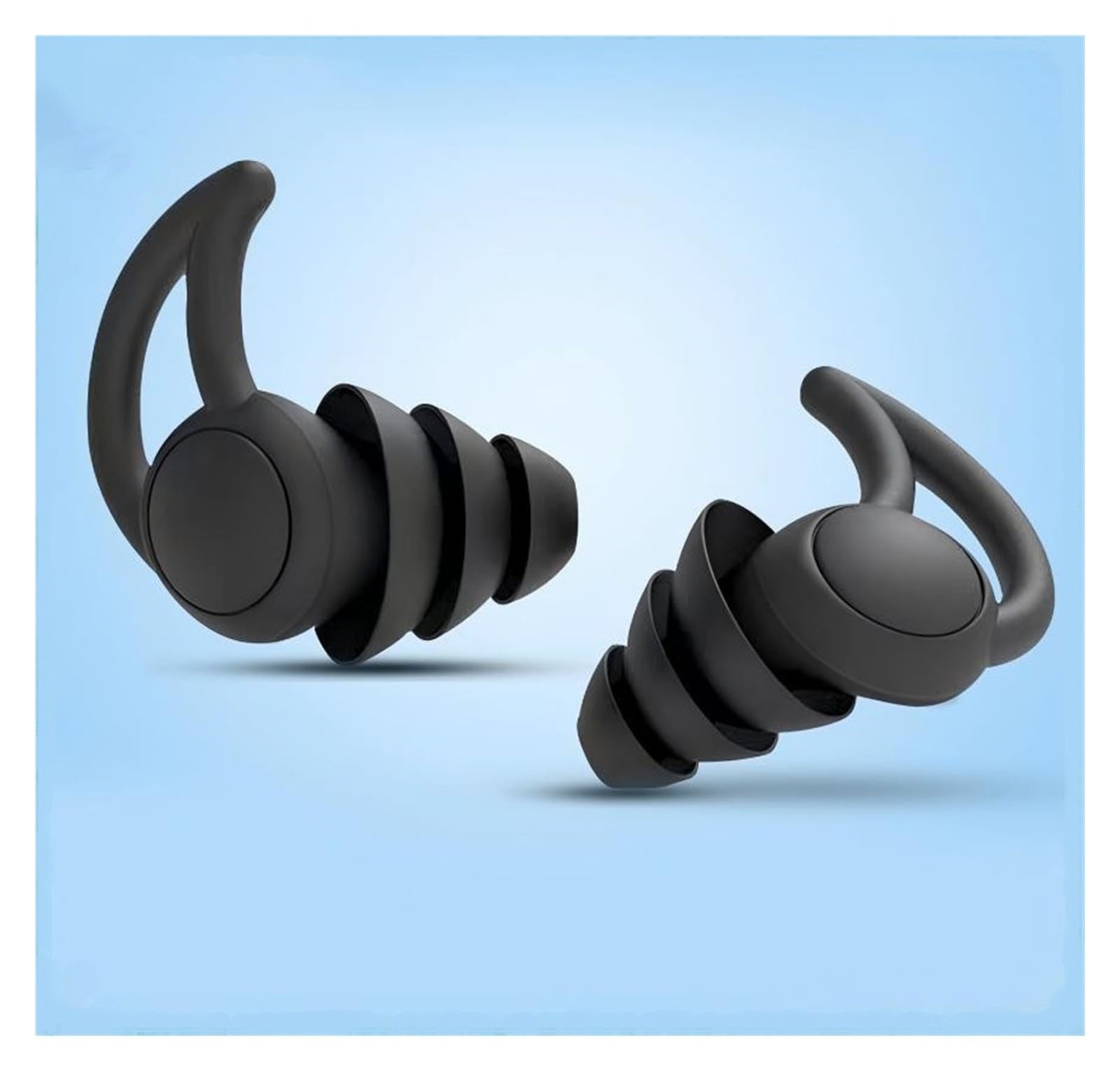 Bouchons d'oreilles en silicone souple 3 couches réutilisables avec suppression du bruit (gris)