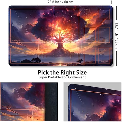 Vista 36 de Tapete de juego MTG cosido de alta calidad con zonas y parte trasera de goma antideslizante, tapete de juego TCG para MTG y otros juegos de cartas