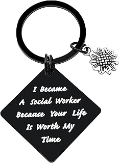 xyqcy Social Worker Keychain Gift for Women Men I Became A Social Worker Because Your Life is Worth My Time Keyring Social Work Birthday Christmas Gift Appreciation Gifts for MSW Graduation Jewelry