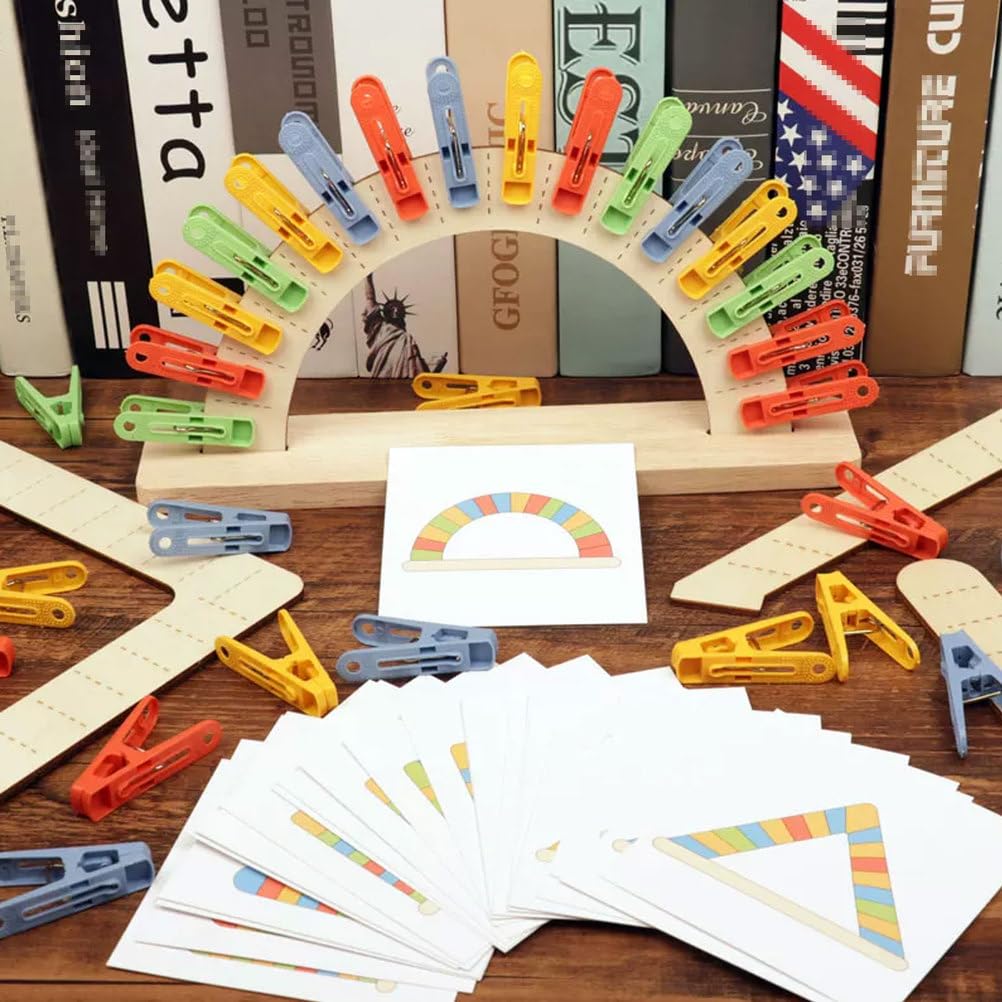 Ensemble Planche Pinces Bois Montessori associer Couleurs