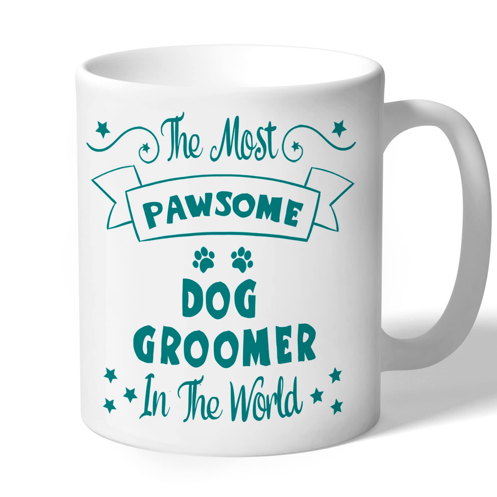 Dog Groomer Mug - Pawsome - Dog Groomer Gifts (Teal Print)