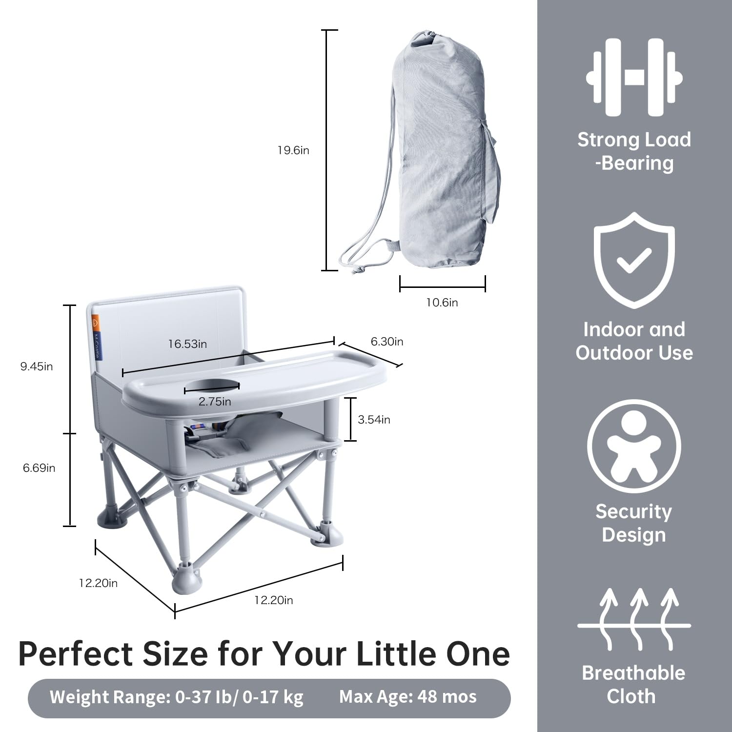 Babystuhl Tragbarer Reisesitz mit Tablett Klappbarer Kleinkindsitz Booster Dining Chair 6 Monate - 3 Jahre