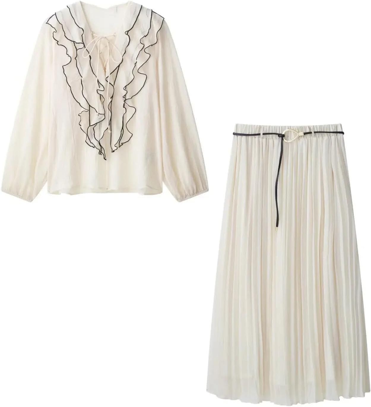 Women's Sheer Cover-Up Set - Long Sleeve Shirt & Mini Skirt